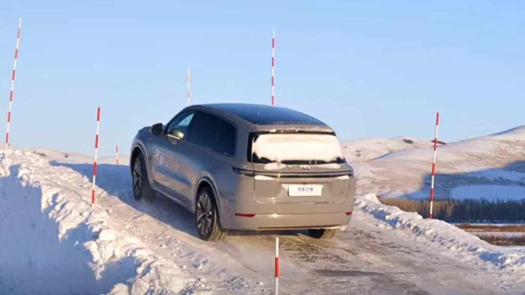 testing suv in snow